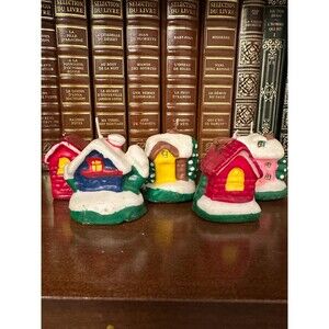 Yves Rocher Set 5 Mini Vintage House Candles Christmas Table Decor Nostalgia